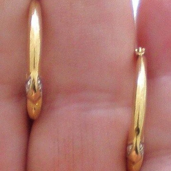 European Designer 14K 585 Yellow Gold Hoop Pierced Earrings Scrap or Wear - Picture 2 of 2